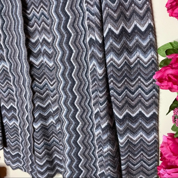 Kinross Cashmere Brown Multicolor Chevron Cashmere Open Front Cardigan - Picture 2 of 3